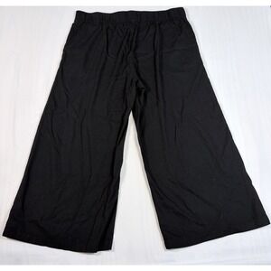 Womens Dash Linen Blend Black Wide Leg Cropped Pants L Boho Festival Lagenlook